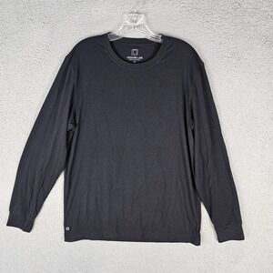 Leisure Lab Pullover T-Shirt Mens 3 Black Stretch Comfort Long Sleeve Round Neck